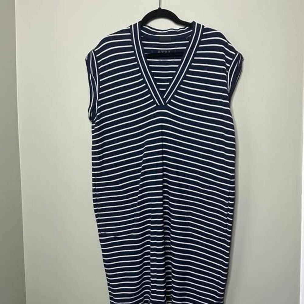 ATM Anthony Thomas Melillo Striped V-Neck Dress - Large